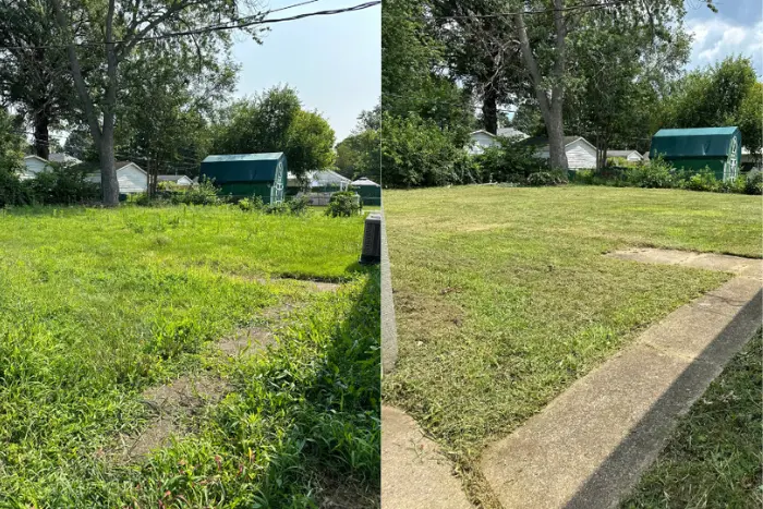 edging lawn before-after